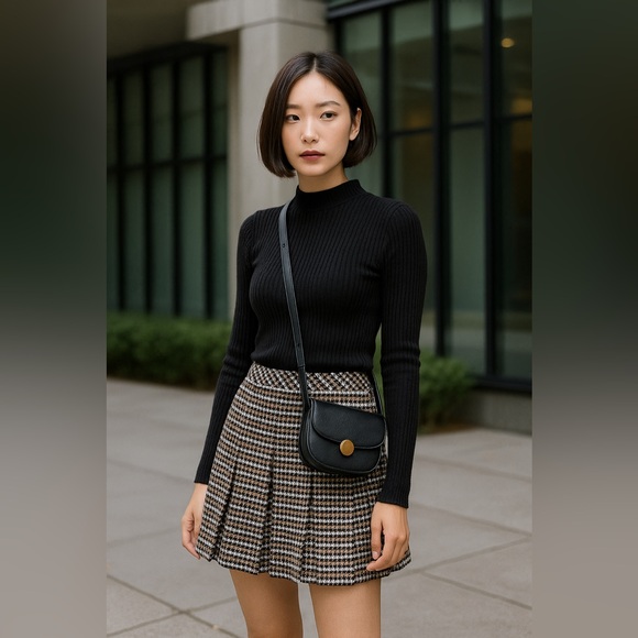 ✨ Houndstooth A-Line Skirt – Classic + Trendy - Picture 2 of 8